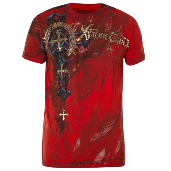 Xtreme Couture By Affliction Men's T-Shirt Dark Doman Biker Red Tattoo S-5XL - Picture 6 of 10